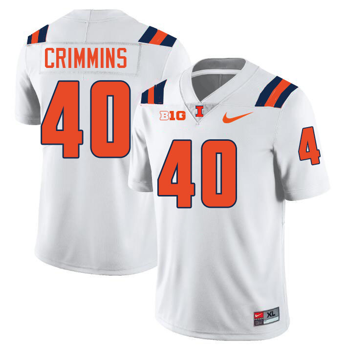 #40 Keelan Crimmins Illinois Fighting Illini Football Jersey,Uniforms-White #40 Keelan Crimmins Illinois Fighting Illini Football Jersey,Uniforms-White